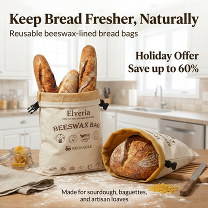 Premium 100% Cotton-Beeswax Bread Bag