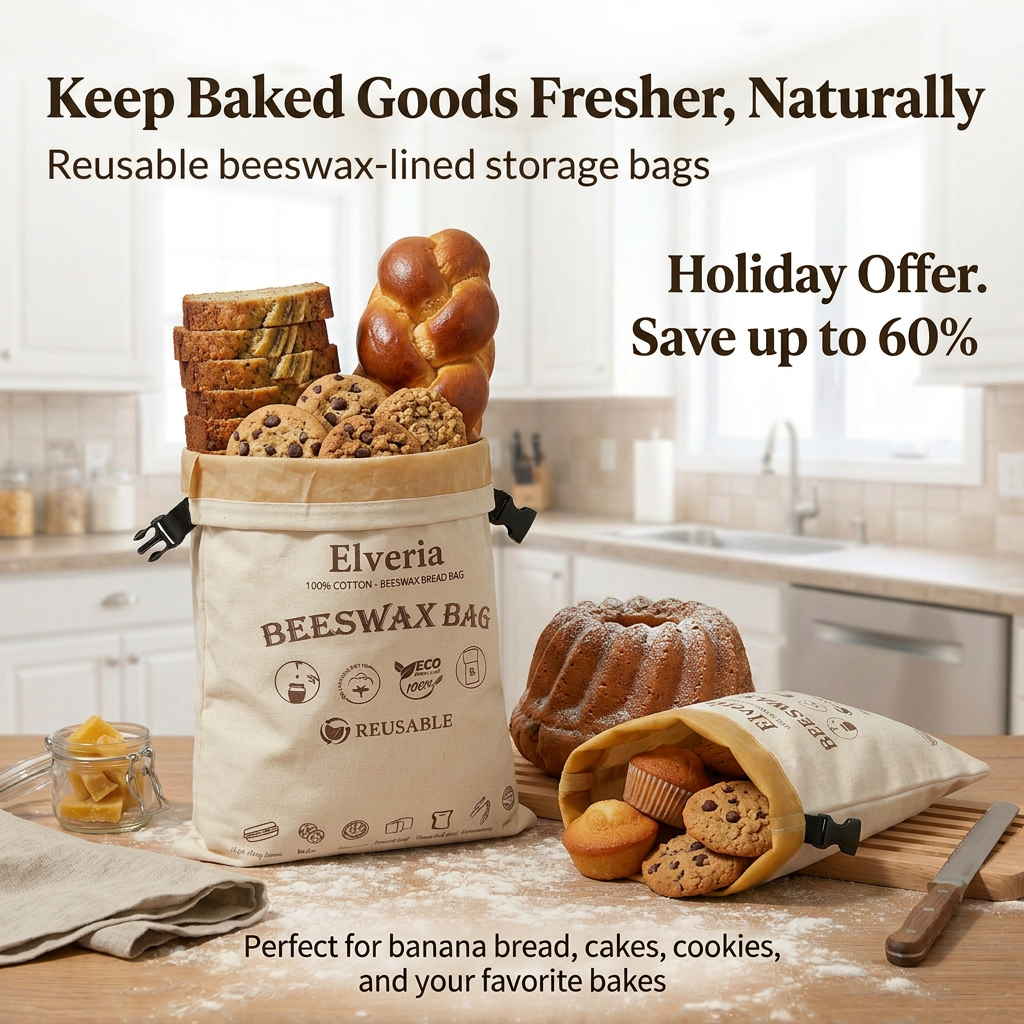 Premium 100% Cotton-Beeswax Baked Goods Bag