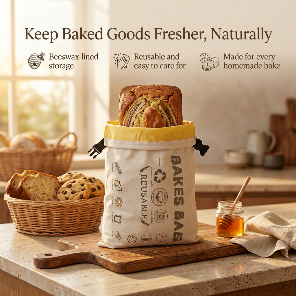 Premium 100% Cotton-Beeswax Baked Goods Bag